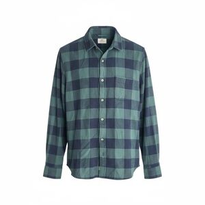 Marine Layer Men’s Downey Button Down Flannel Shirt Green & Blue Size Medium